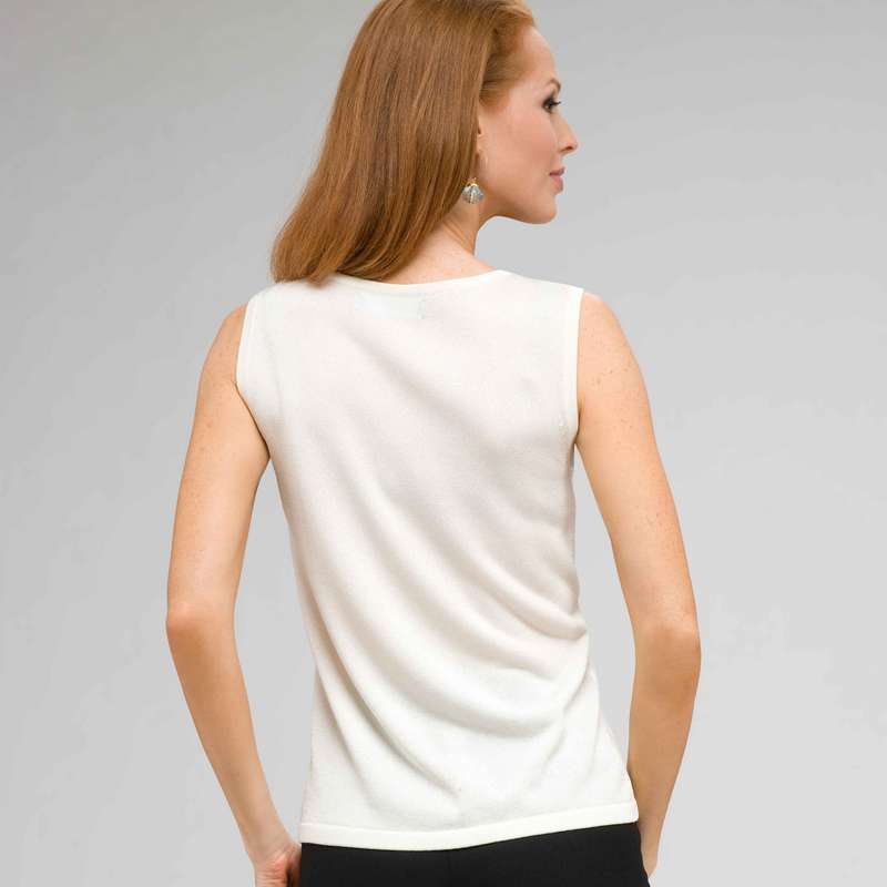 Scoop Neck Shell, Ivory, large image number 1