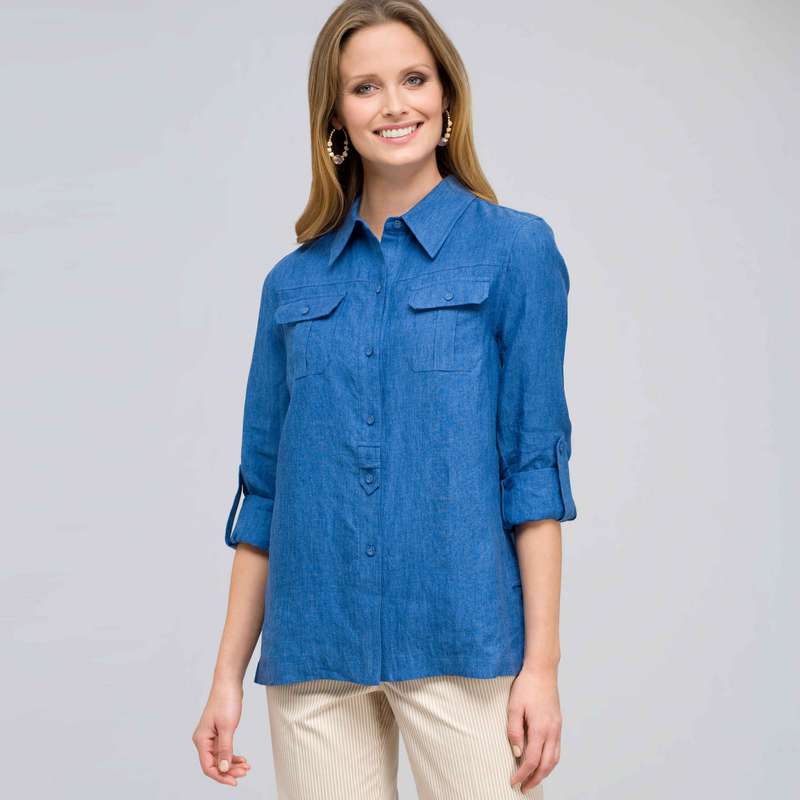 Denim Shirt Jacket, Indigo, large image number 0