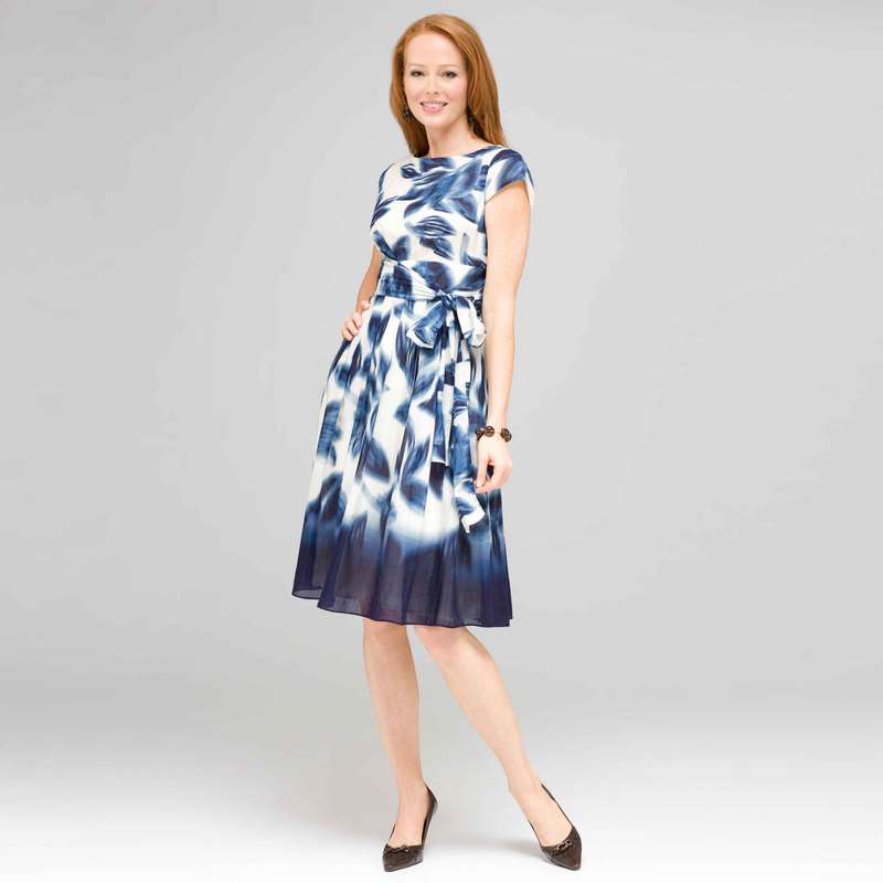 Blurred Leaf Floral Wrap Dress, Ivory Multi, large image number 0